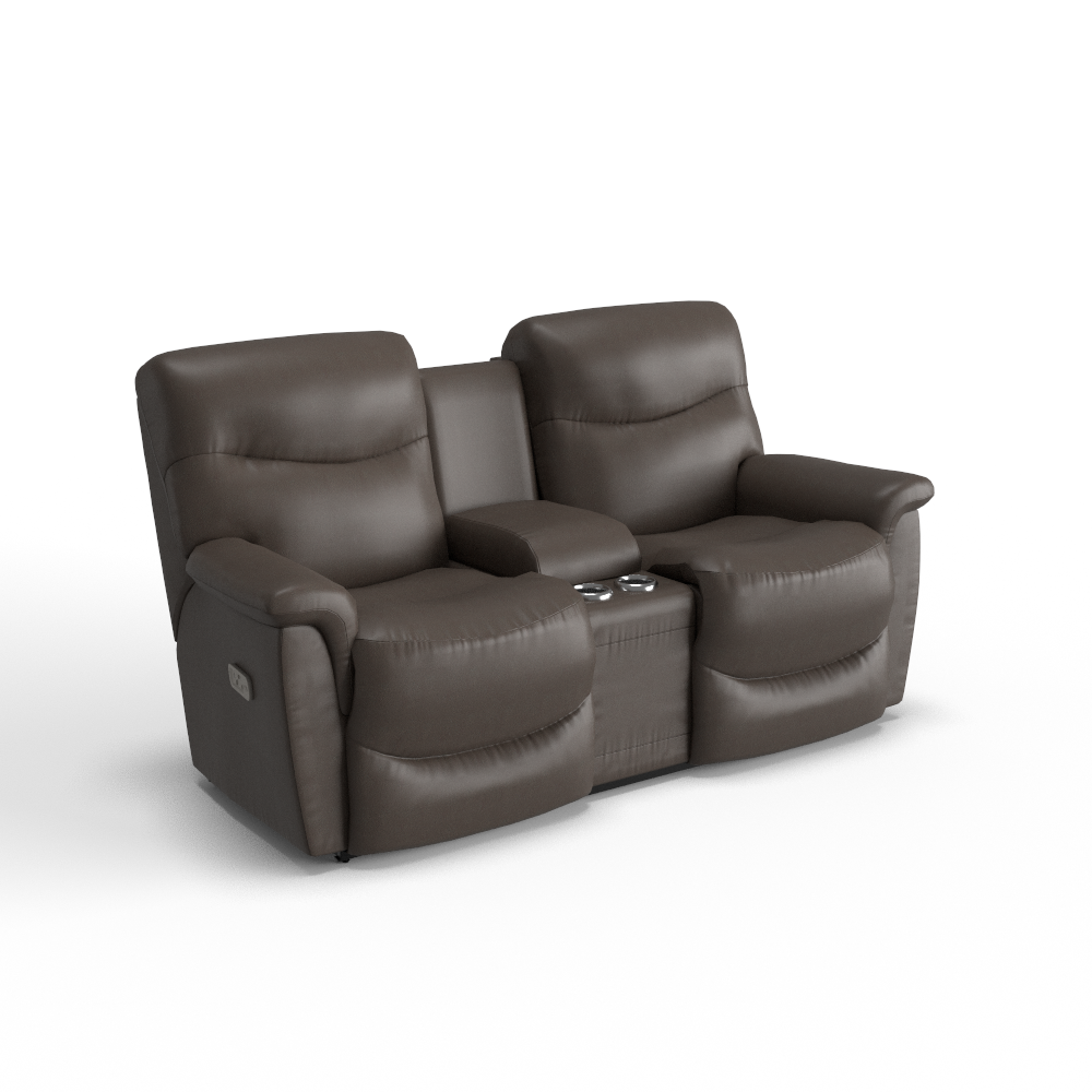 James Power Reclining Loveseat w/ Headrest, Lumbar & Console, In Stock
